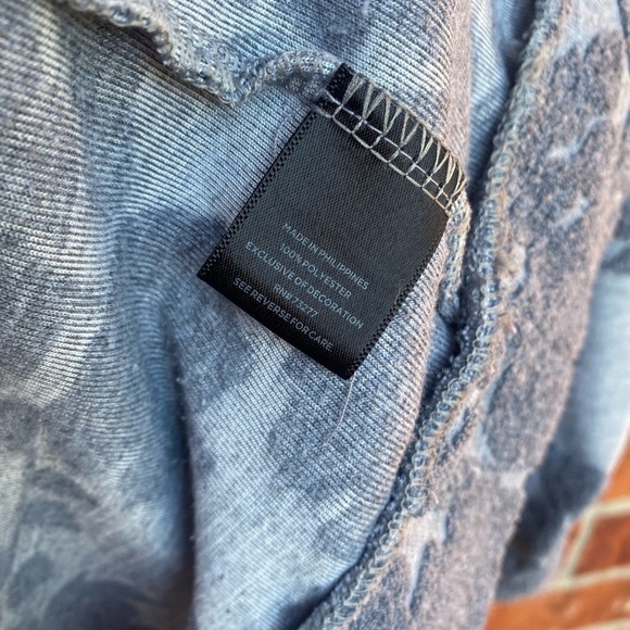 Simply Vera Wang Womens Large Gray Floral Terry Knit Sweater Tie Sleeves - Picture 7 of 10